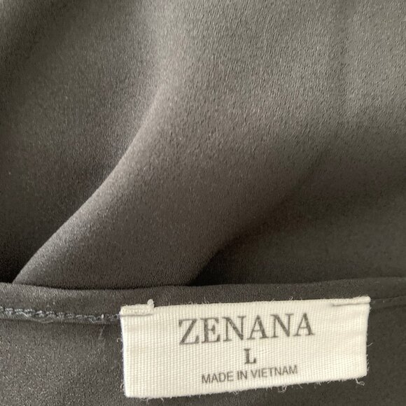 Zenana Black Hemmed Short Sleeve Blouse Large - Picture 6 of 8